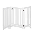 PawHut Absperrgitter Holz Freistehendes Schutzgitter für Hunde Türschutzgitter Verstellbares Hundegitter Treppengitter mit Füßen klappbares Kamingitter für Ofen Weiß 155 x 1,5 x 76 cm
