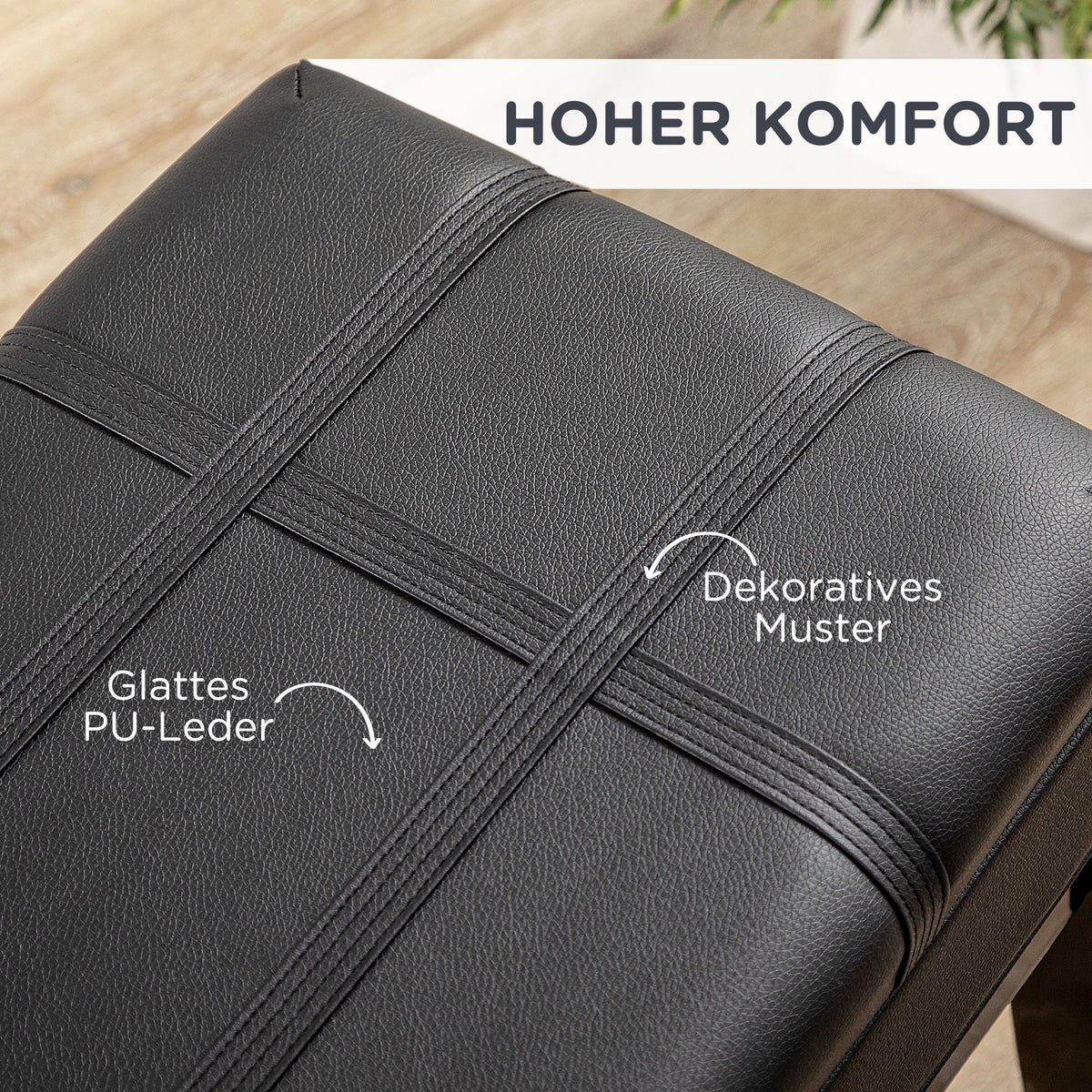 HOMCOM Klavierbank mit versteckten Stauraum, Sitzhocker, höhenverstellbar, Kunstleder, Schwarz