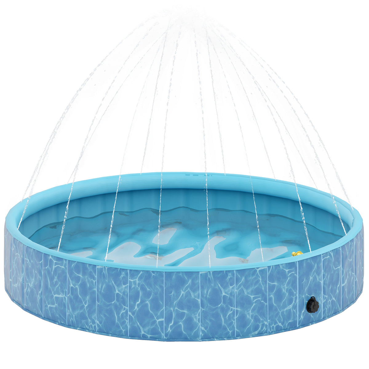 PawHut Hundepool Faltbar Planschbecken mit Brunnen- und Wasserpolsterdesign Ø160 x 30 cm Blau