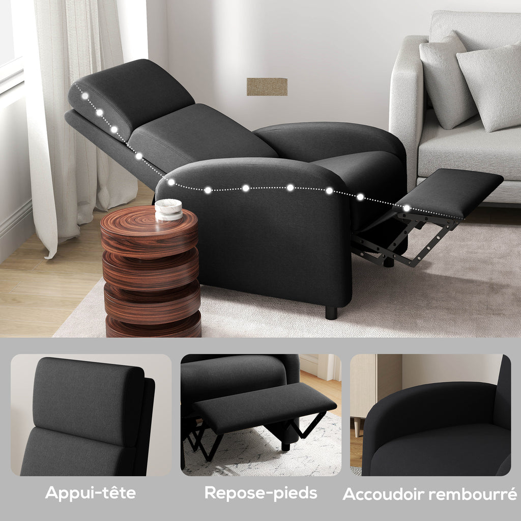 HOMCOM Relaxsessel verstellbarer Lounge Relaxsessel mit integrierter Fußstütze - zurücklehnbare Rückenlehne bis 160°