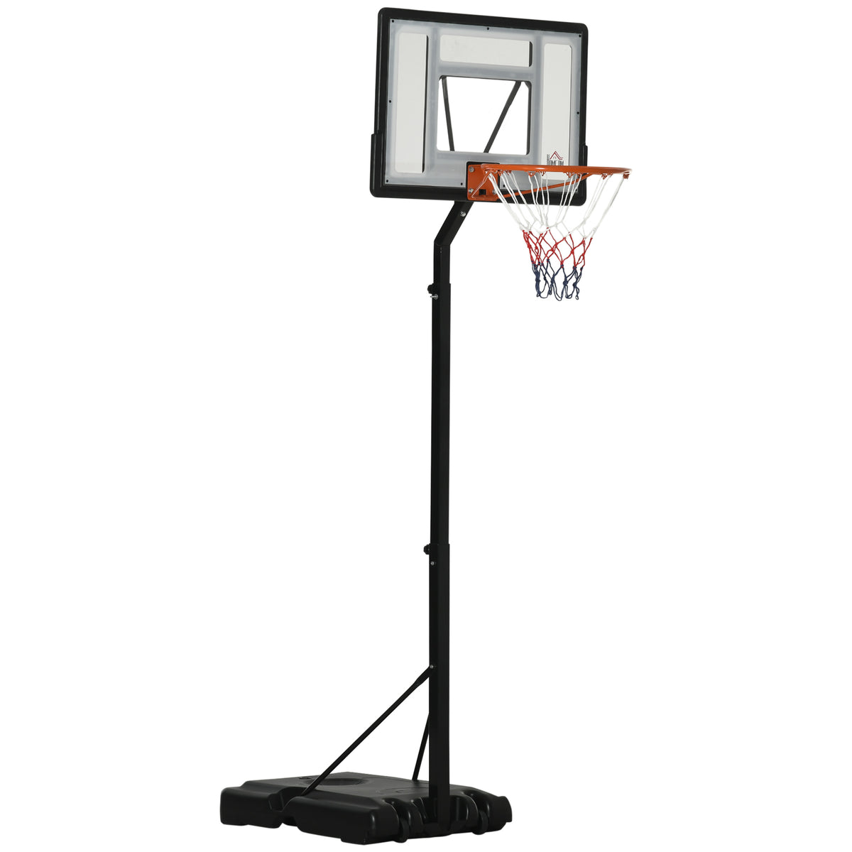 HOMCOM Basketballständer mit Rädern rollbar 210-260 cm höhenverstellbar Basketballkorb mit Ständer geeignet für den Außen- und Innenbereich Stahl Kunststoff Schwarz