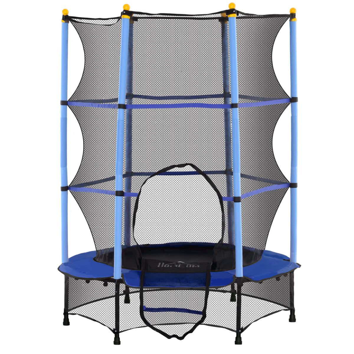 HOMCOM Trampolin für Kinder, Ø140 cm, mit Sicherheitsnetz, für innen und außen, Stahl, Kunststoff, belastbar bis 50 kg, Blau