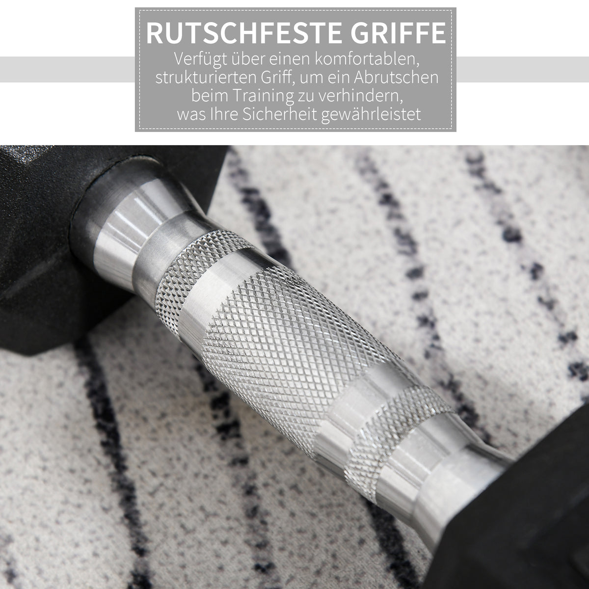 HOMCOM Hantelset, 2er Set Hanteln mit gerändeltem Griff, Kurzhantelset aus Gusseisen, 2 x 10 kg, Kurzhanteln für Männer und Frauen, Dumbbell Set für Zuhause, Fitnessstudio, Krafttraining