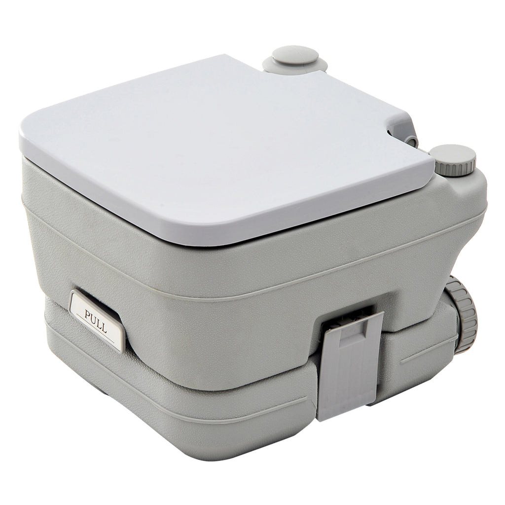 HOMCOM Outdoor-WC, tragbare Toilette, Abfalltank, Spültank, Kunststoff, Deckel, Grau