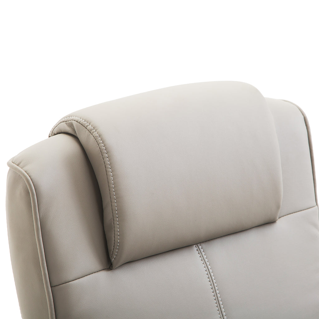 HOMCOM Relaxsessel mit Hocker, 360°drehbarer Fernsehsessel mit Liegefunktion, TV Sessel, Kunstleder, Lesesessel für Wohnzimmer, Schlafzimmer, Grau