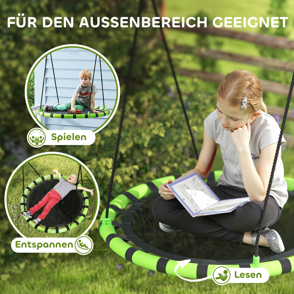 AIYAPLAY Kinderschaukel, 150 kg belastbar, Ø100 x 180H cm, Metall, Schaumstoff, Schwarz
