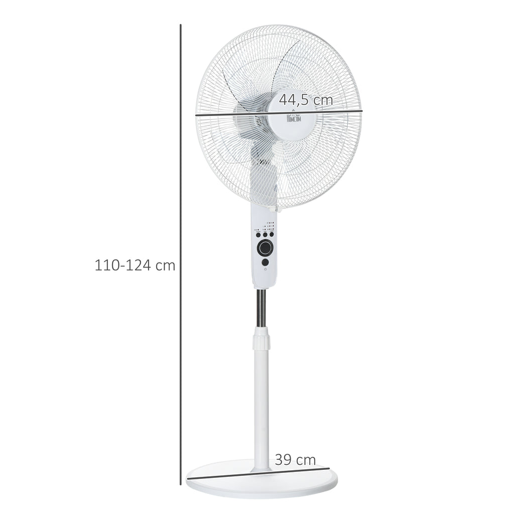 HOMCOM Standventilator Ø 44 cm höhenverstellbar oszillierend leise 45 W mit Fernbedienung Timer 3 Modi 3 Geschwindigkeiten