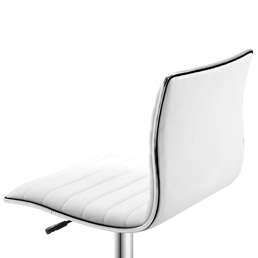 HOMCOM Friseurstuhl, Salonstuhl mit Rückenlehne, Höhenverstellbar, Stahl PU, Weiß, 48 x 52 x 78-90 cm