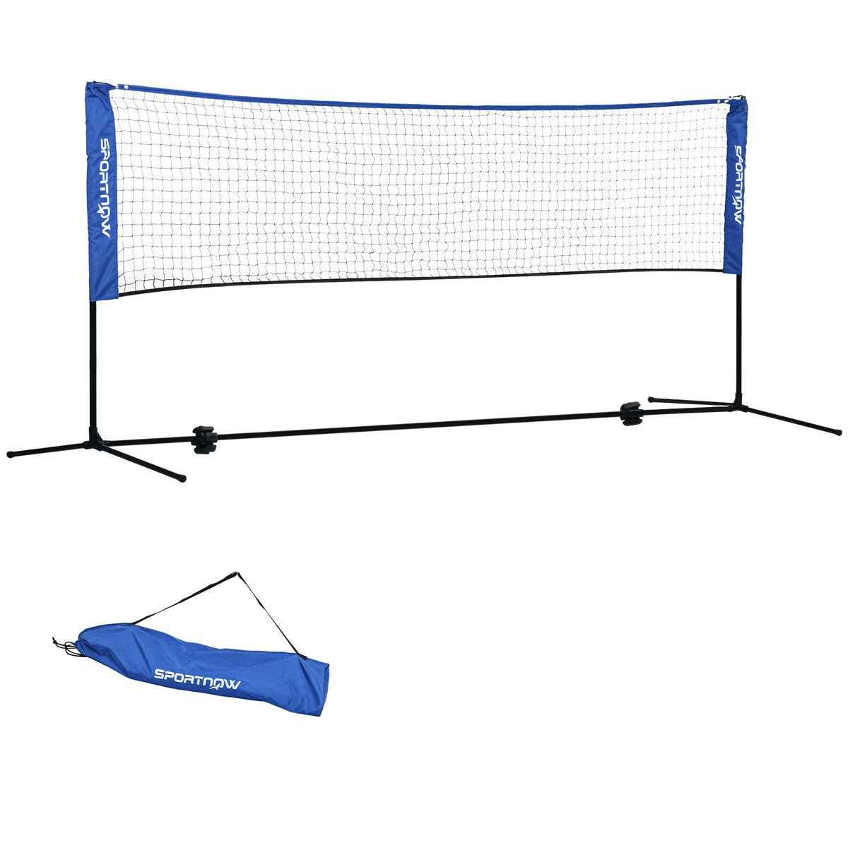 SPORTNOW Badmintonnetz, höhenverstellbar, faltbar, mit Tragetasche, 3,10m, Schwarz/Blau