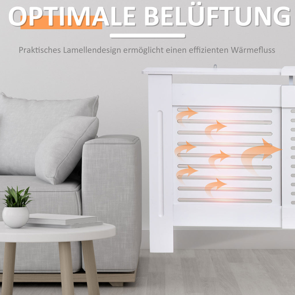 HOMCOM Heizkörperverkleidung Heizkörperabdeckung, Größenverstellbar, 208,5 cm x 20,5 cm x 82,5 cm, Weiß