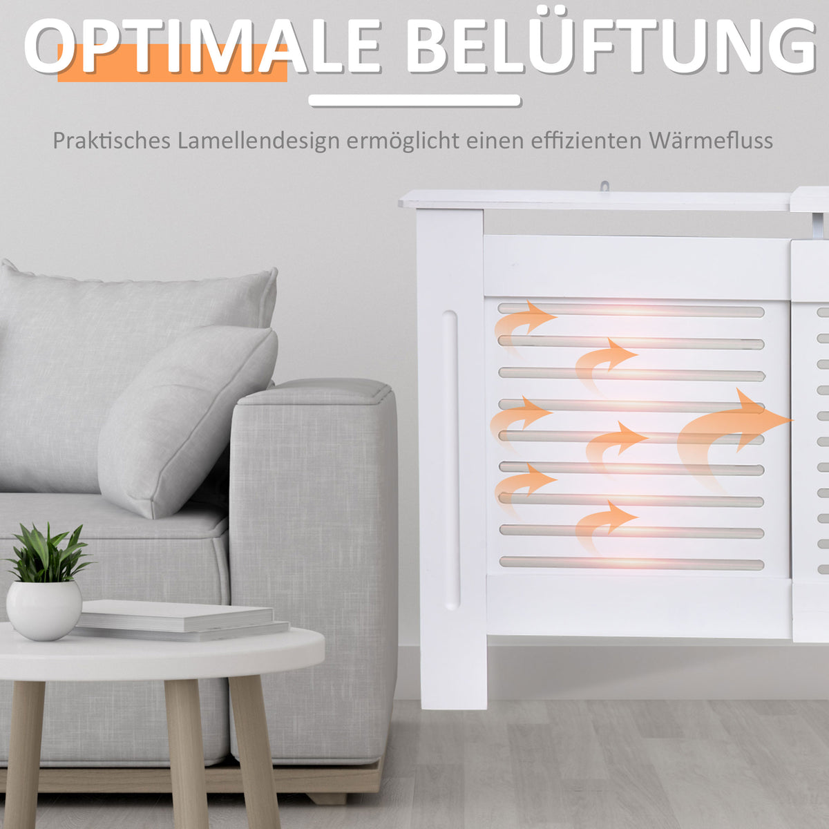 HOMCOM Heizkörperverkleidung Heizkörperabdeckung, Größenverstellbar, 208,5 cm x 20,5 cm x 82,5 cm, Weiß