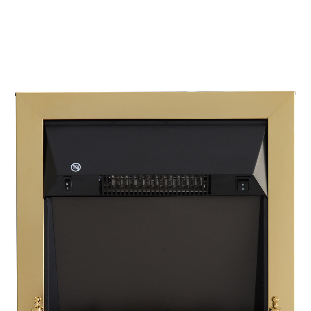 HOMCOM Elektrokamin Kamin Kaminofen Elektrischer Standkamin Flammeneffekt 1000/2000W 48,2 x 18,5 x 59,2 cm Gold