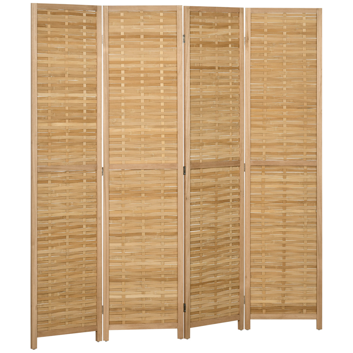 HOMCOM 4-teiliger Raumteiler, 160 x 170 cm Faltbarer Sichtschutz aus Bambus für Wohnzimmer, Schlafzimmer, Natur