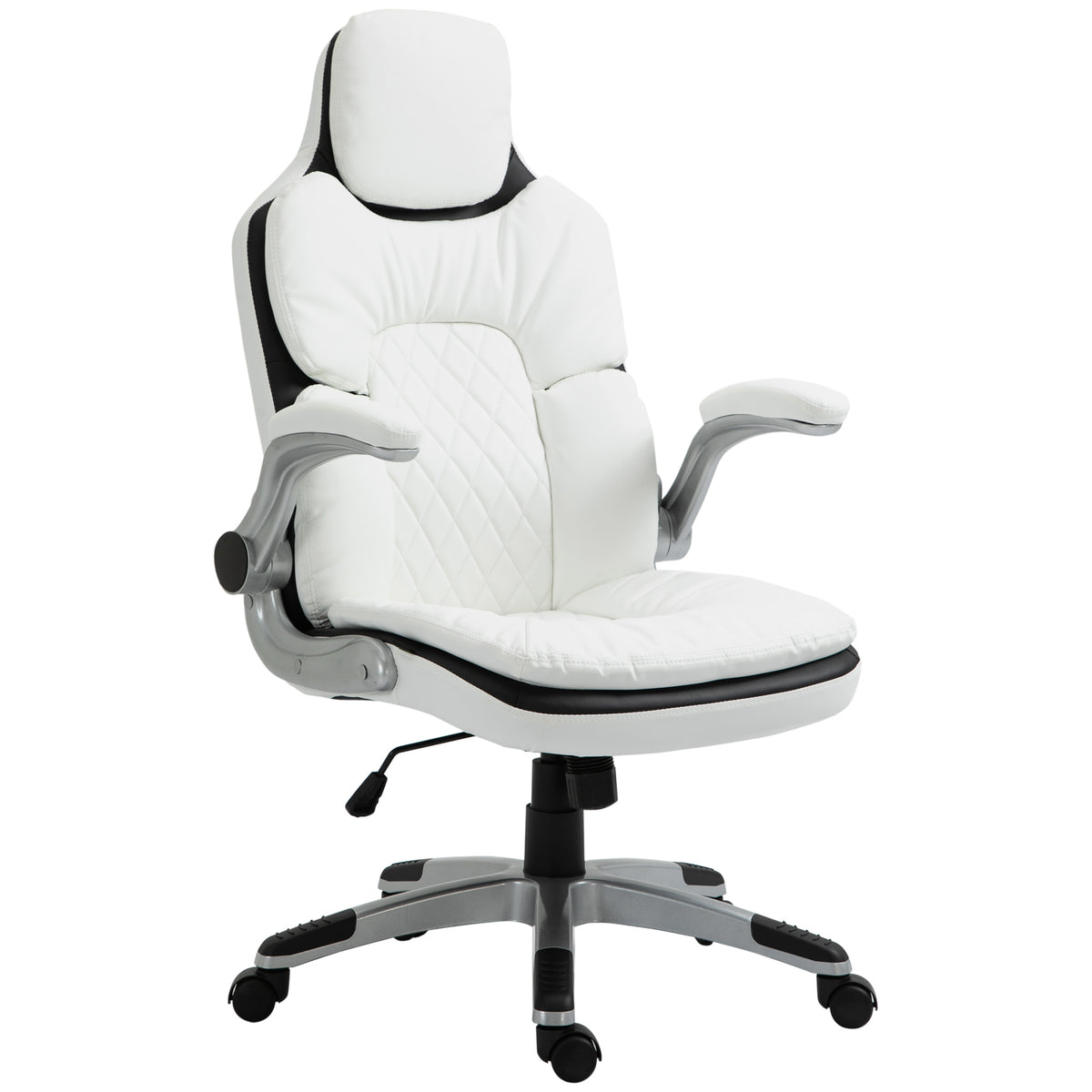 Vinsetto Ergonomischer Bürostuhl mit klappbare Armlehnen, Höhenverstellbarer Schreibtischstuhl mit Wippfunktion, dick gepolsterter Stuhl mit verstellbare gepolsterte Armlehne 69 x 67 x 113-121 cm