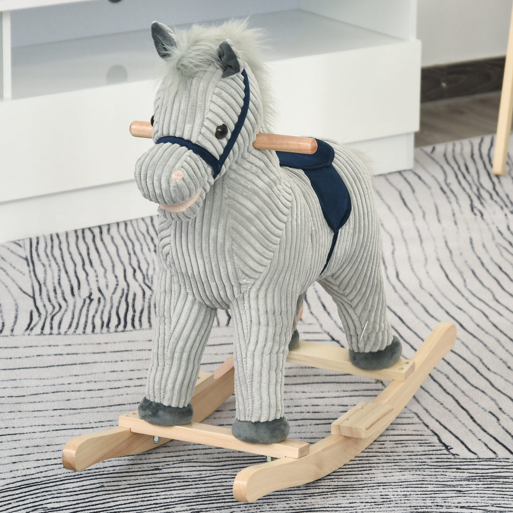 HOMCOM Kinder Schaukel Schaukeltier Schaukelpferd Grau 73 x 35 x 64 cm