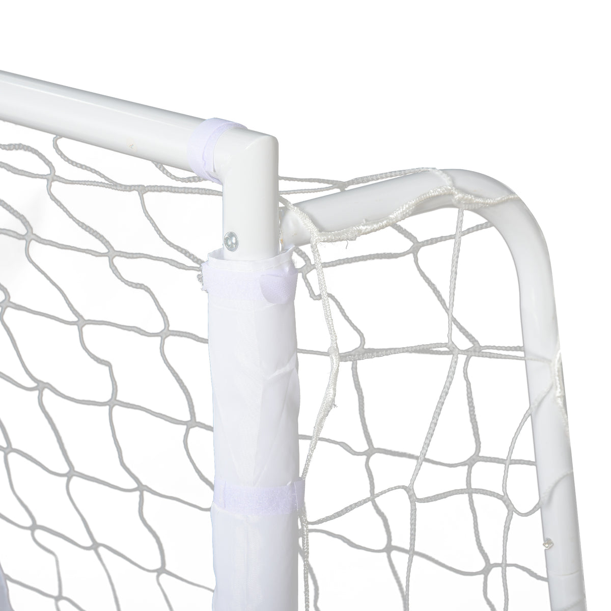 HOMCOM Fußballtor - Fußballnetz - Trainingsnetz Abm. 186L x 62B x 123H cm - Metallgestell PE-Netz - Erdanker & Werkzeug inklusive - Weiß