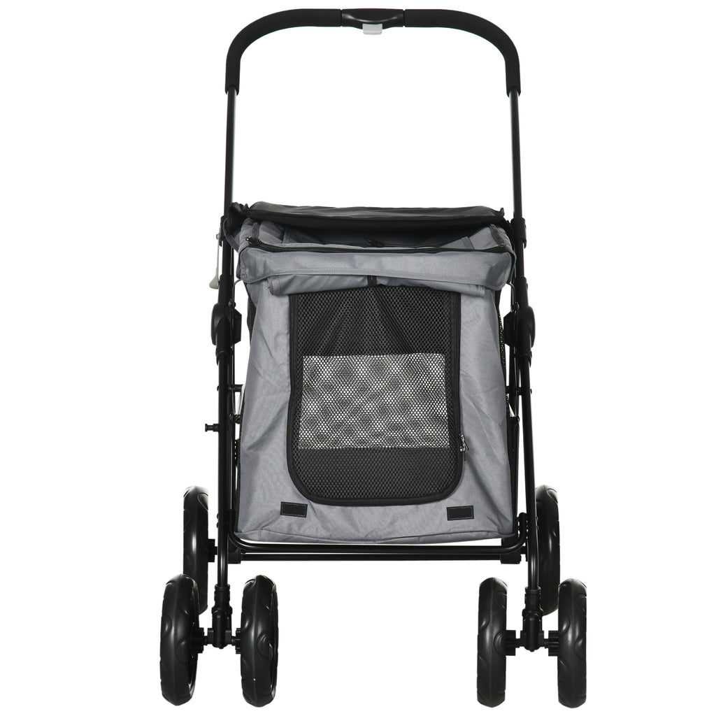 PawHut Hundebuggy Hundewagen bis 20 kg Klappbar 3 Seitentasche 102 cm x 62 cm x 105 cm Grau