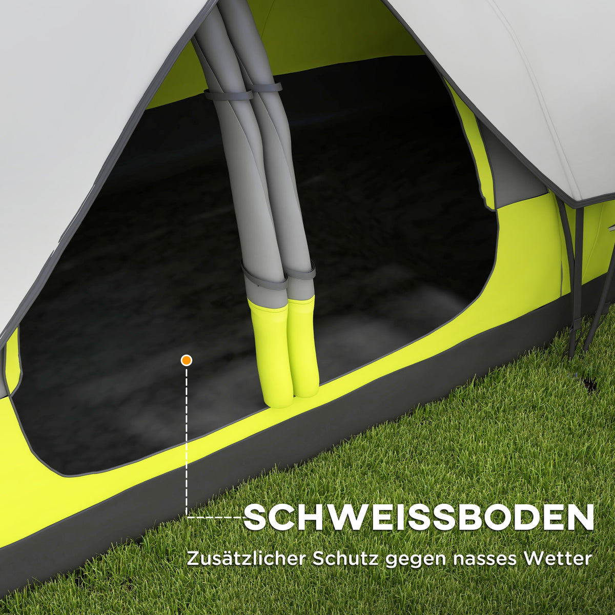 Outsunny Campingzelt, 2 Räume, Trennwand, für 6-8 Personen, Regenschutz, Dunkelgrün