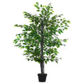 Outsunny Künstlicher Ficus-baum groß 145 cm, Kunstbaum, Kunstpflanze, Plastik Künstliche Pflanzen im Topf, Fake Plant wie echt für Wohnzimmer Schlafzimmer Büro Garten Moderne Dekoration Geschenk