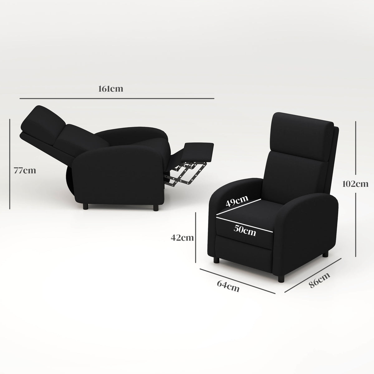 HOMCOM Relaxsessel verstellbarer Lounge Relaxsessel mit integrierter Fußstütze - zurücklehnbare Rückenlehne bis 160°