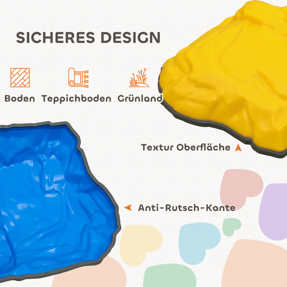AIYAPLAY 9 rutschfeste Balance-Trittsteine für drinnen und draußen, Koordinations-Förderung, für Kinder von 3-8 Jahren, Bunt