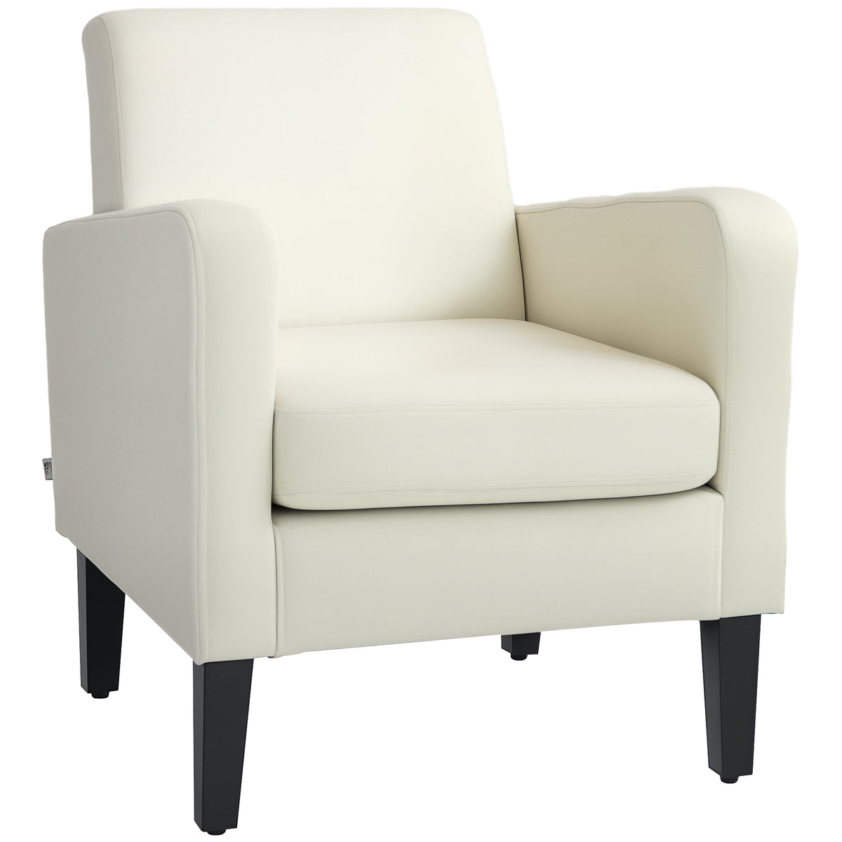 HOMCOM Einzelsessel, Relaxsessel, Polstersessel mit Holzfüßen, Stoff in Leinenoptik, 66 x 72 x 74 cm, Cremeweiß