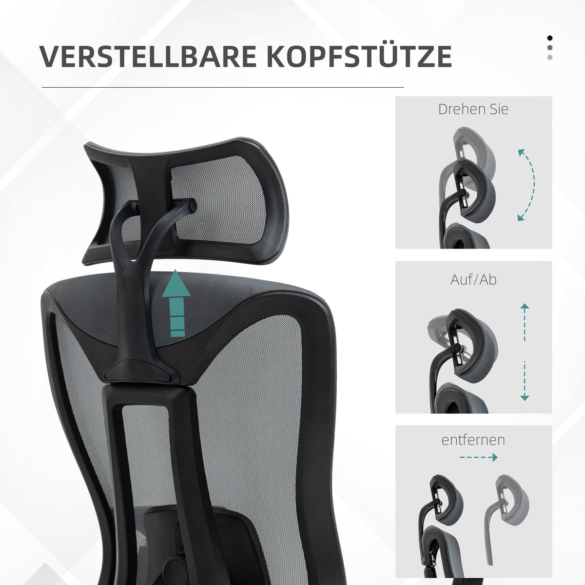 Vinsetto Bürostuhl Computerstuhl 135° Neigungsfunktion, höhenverstellbar, 70 cm x 66 cm x 120-128 cm, Grau