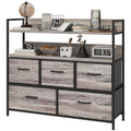 HOMCOM Stoff-Kommode, 5 faltbare Schubladen, 2 Regale, Stahlrahmen, 98 x 29 x 85 cm, Grau