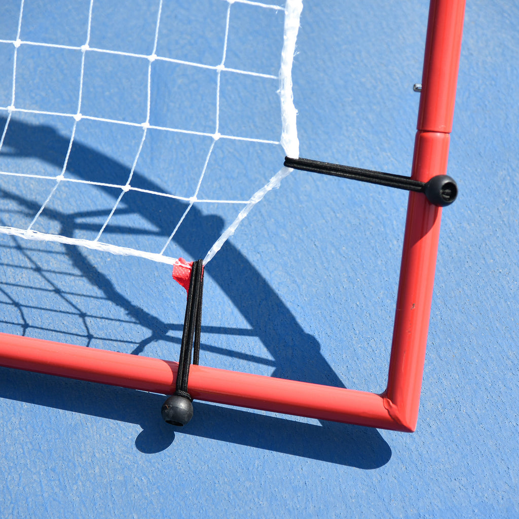 HOMCOM Fußball-Rebound-Netz, Fußball-Rebounder, verstellbare Winkel, Befestigungszubehör inklusive, Rot, Weiß