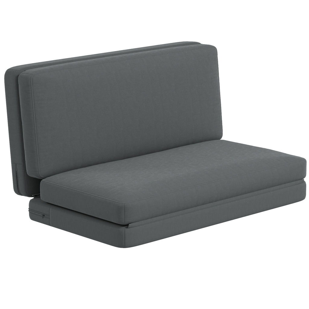 HOMCOM 3-in-1 faltbarer Relaxsessel, Gästematratze, teilbar, 138 cm breit, Dunkelgrau