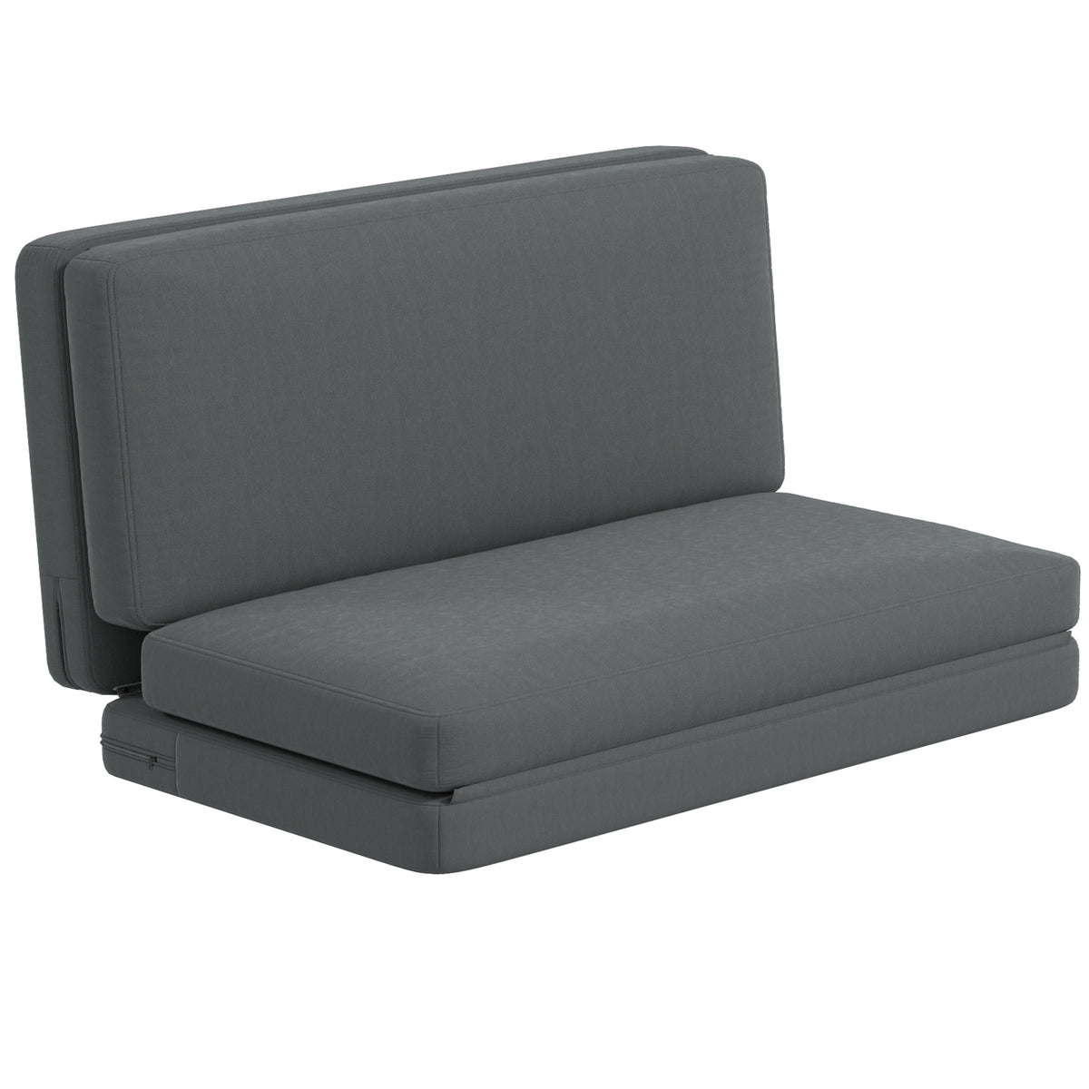 HOMCOM 3-in-1 faltbarer Relaxsessel, Gästematratze, teilbar, 138 cm breit, Dunkelgrau