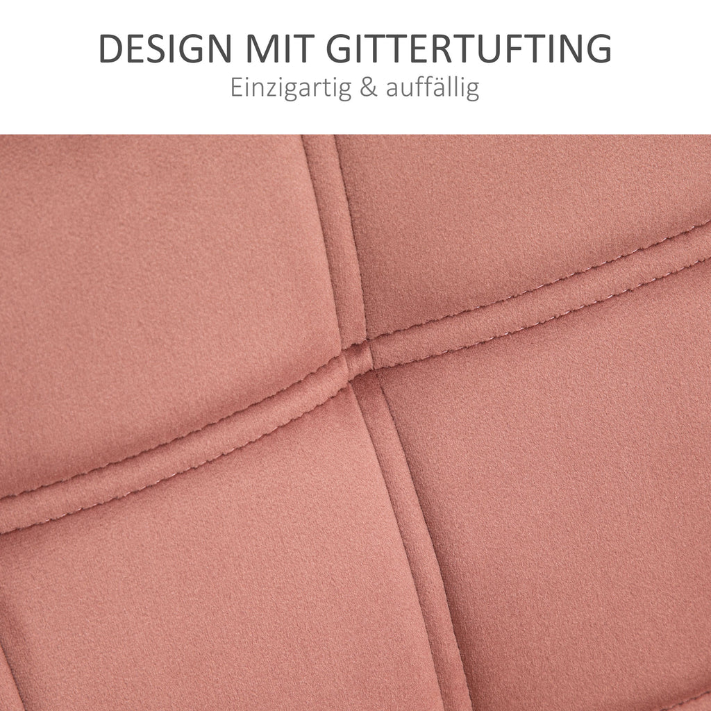 HOMCOM Polstersessel, Akzentsessel, Skandi Design, Samtoptik, bis 120 kg, Kautschukholzbeine, Rosa