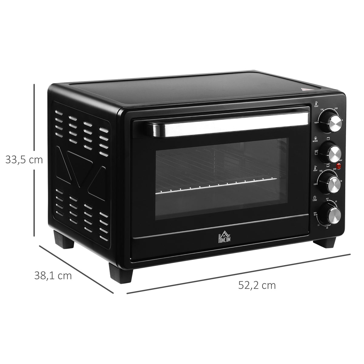 HOMCOM Mini-Ofen Toasterofen, 1 Backblech, 1 Grilrost, Timer-Funktion, Schwarz