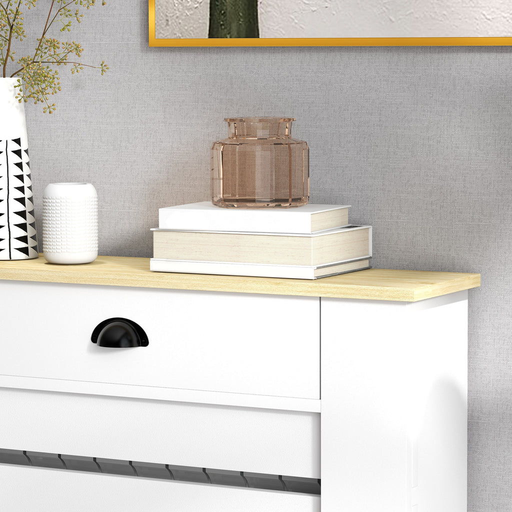 HOMCOM Heizkörperverkleidung Heizkörperabdeckung horizontale Lamellengitter mit 2 Schubladen aus Holz 78B x 19T x 95,5H cm weiß