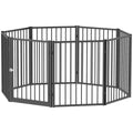 PawHut Hundegehege, Tiergehege, 8 Paneele, faltbar, tragbar, sicher, schwarz