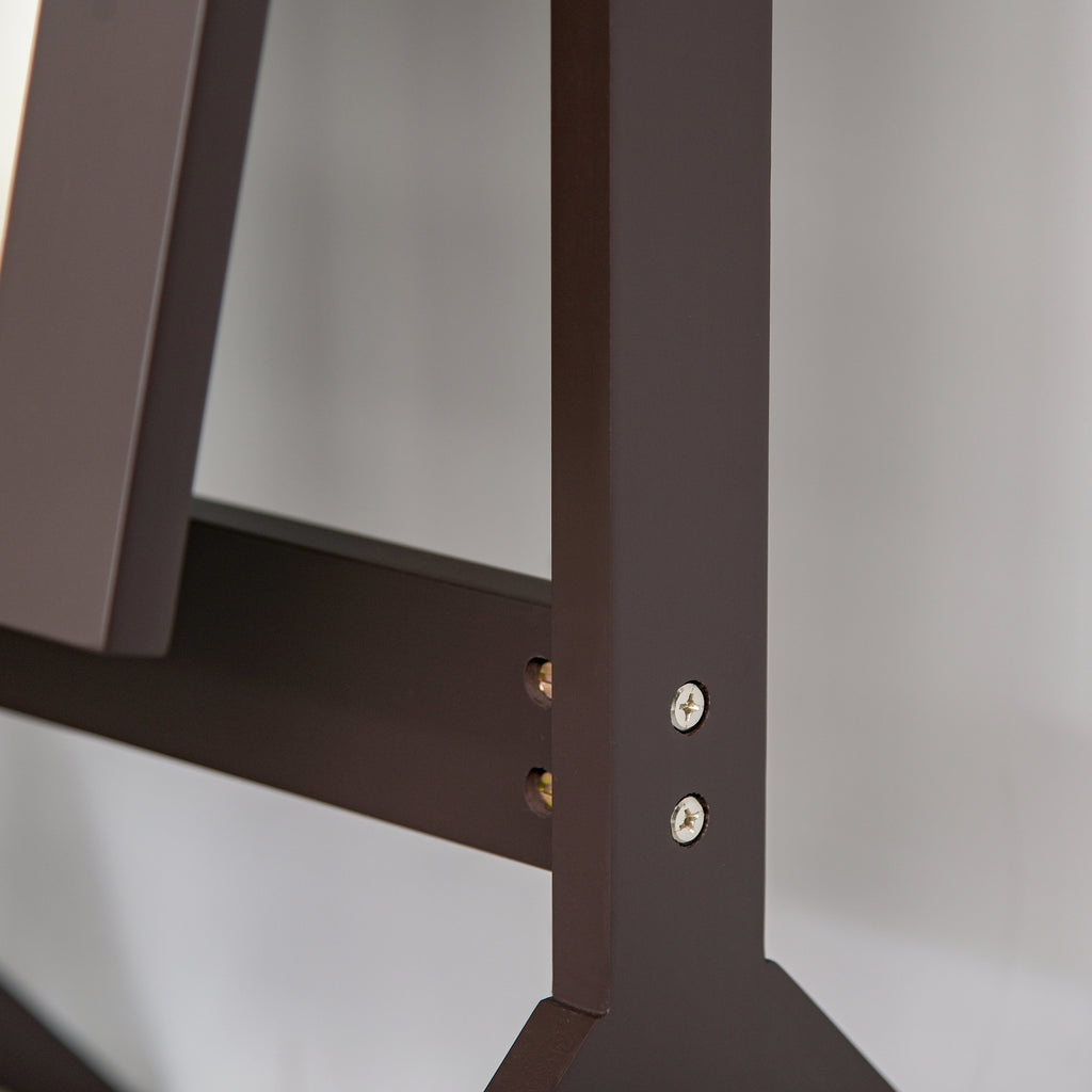 HOMCOM Standspiegel Ganzkörperspiegel Schminkspiegel Erhöhte Füße Pflegeleicht MDF Kaffee 47 x 46 x 148 cm