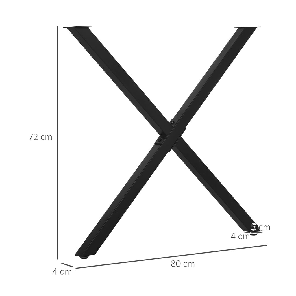 HOMCOM 2 Stück Stahl Tischbeine Tischfüße für Esstisch Schreibtisch Couchtisch Tischgestell in X-Form Schwarz 72cm