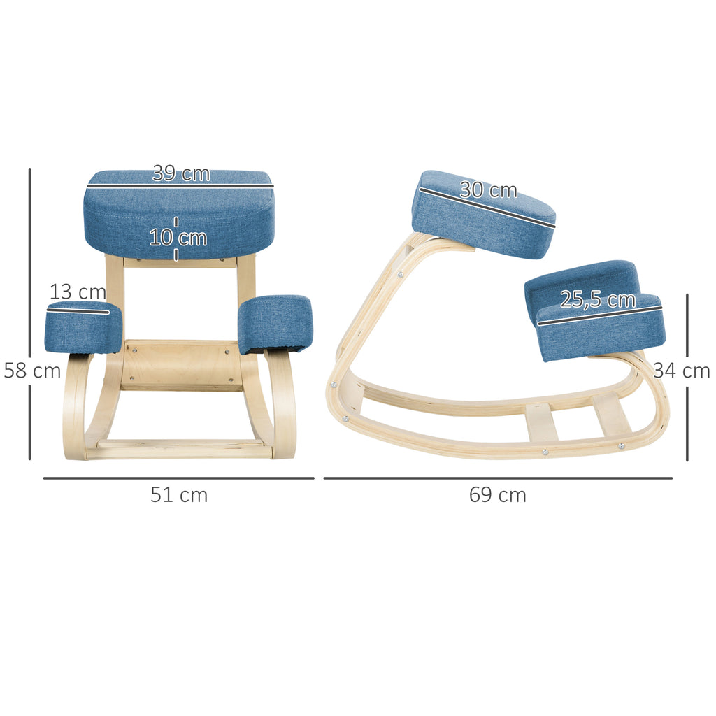 Vinsetto Ergonomischer Kniestuhl mit bequemem Schaukelkissen aus Stoff und Holz