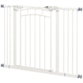 PawHut Treppenschutzgitter Hundeschutzgitter, automatisches Schließen, Einhandbedienung,100 cm x 4 cm x 76 cm, Weiß