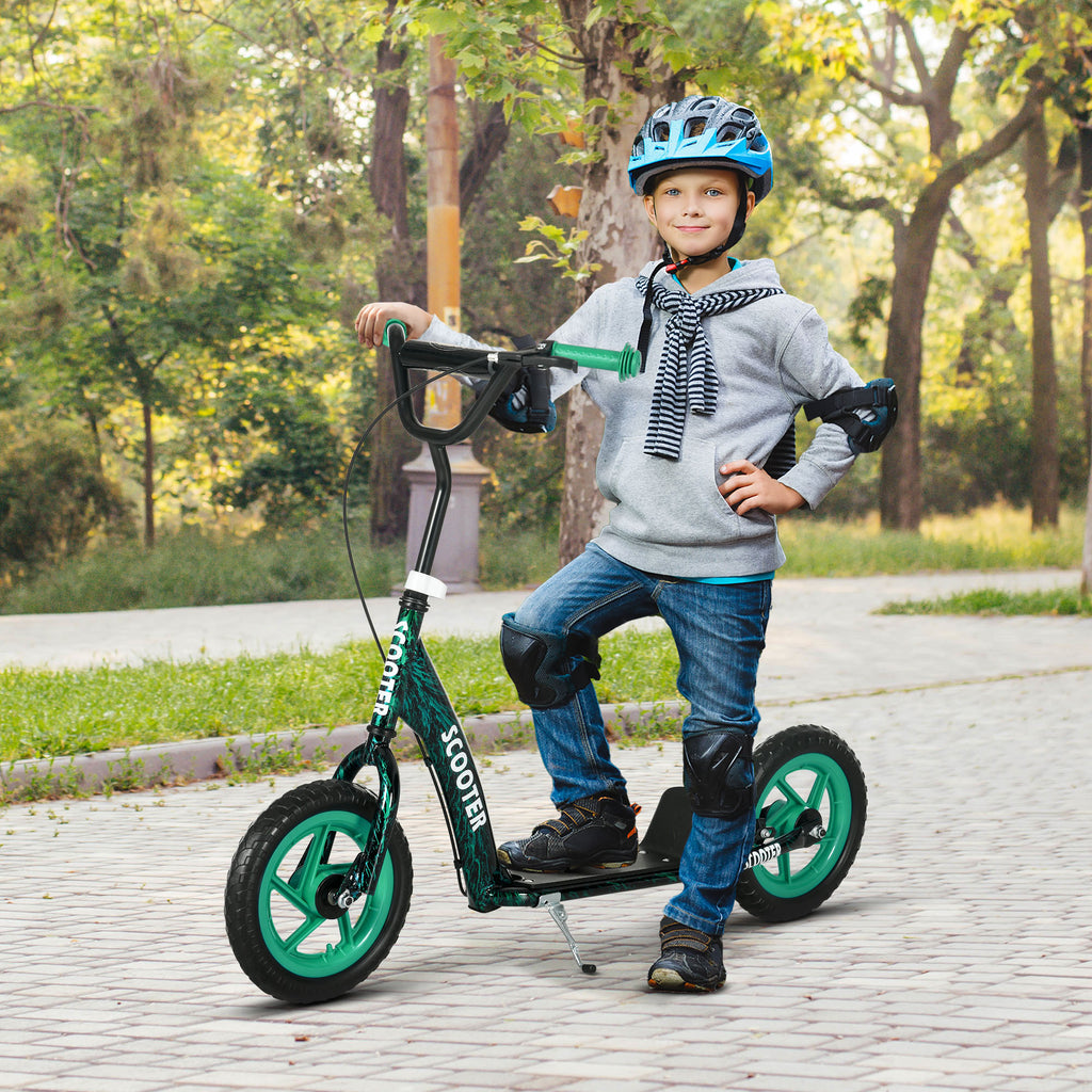 AIYAPLAY Trottinette patinette scooter Kinder große Räder von 6 bis 12 Jahren höhenverstellbar Hinterradbremse Ständer grün