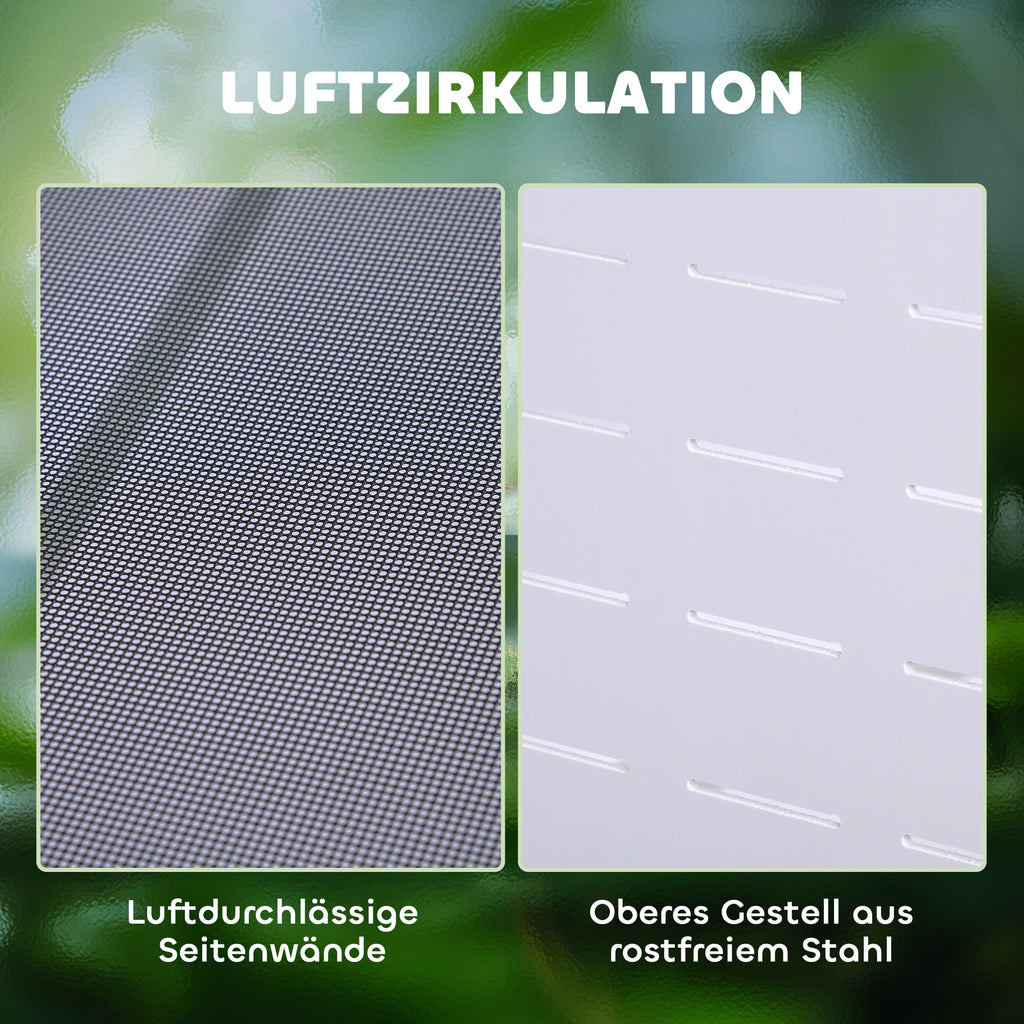 PawHut Terrarium aus Aluminium für Reptilien Amphibien Spinnentiere Reptilienzuchtbox Mesh-Terrarium Weiß+Silber+Schwarz 120 x 40 x 40 cm