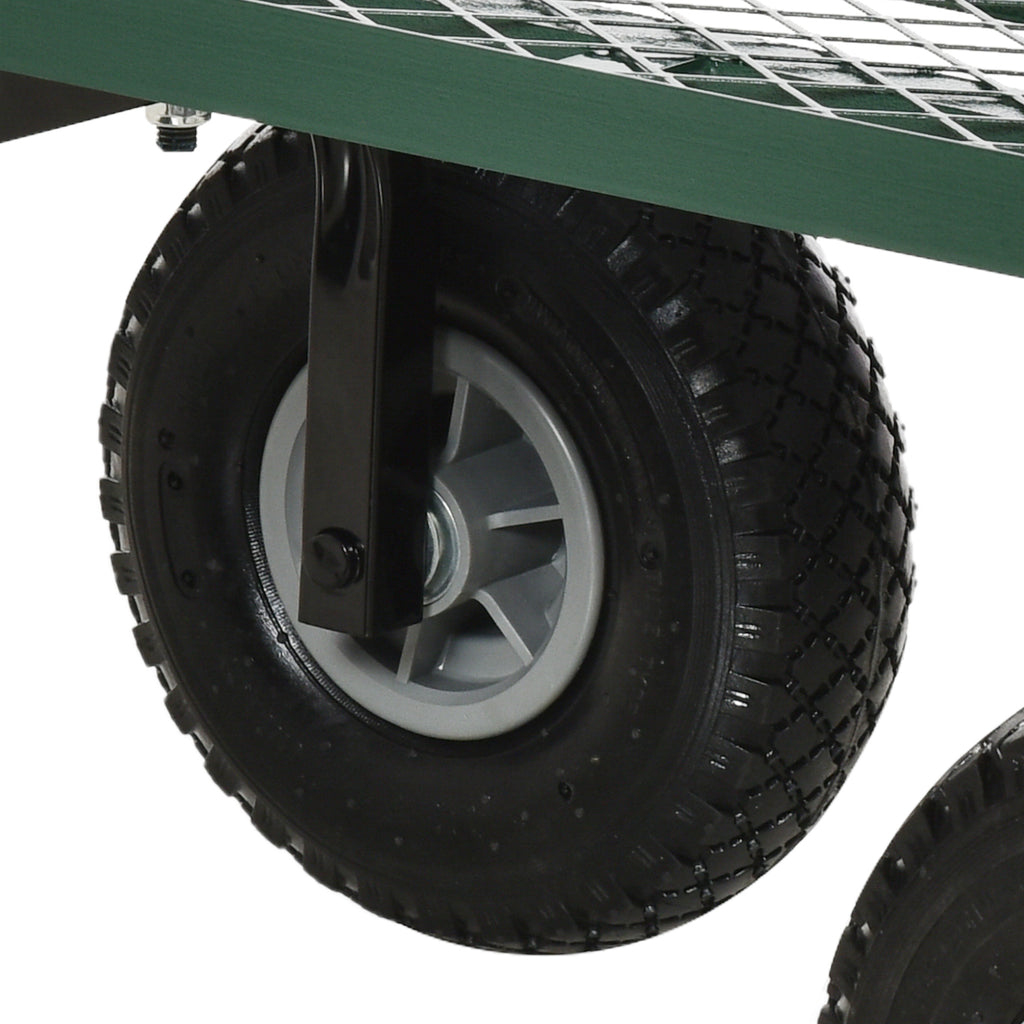 Outsunny Gartenkarren Transportkarre Handkarre 4-Rad 94L x 48,5B x 100H cm max. 150 kg Metall Grün