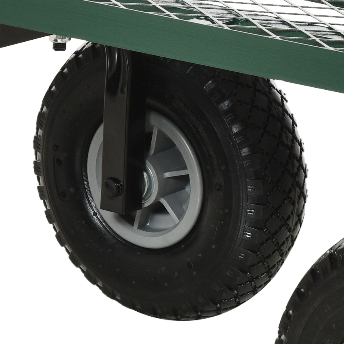Outsunny Gartenkarren Transportkarre Handkarre 4-Rad 94L x 48,5B x 100H cm max. 150 kg Metall Grün