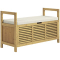 HOMCOM Schuhablage mit Stauraum, Schuhbank, weiche Sitzfläche, Bambus, 100x40x60 cm