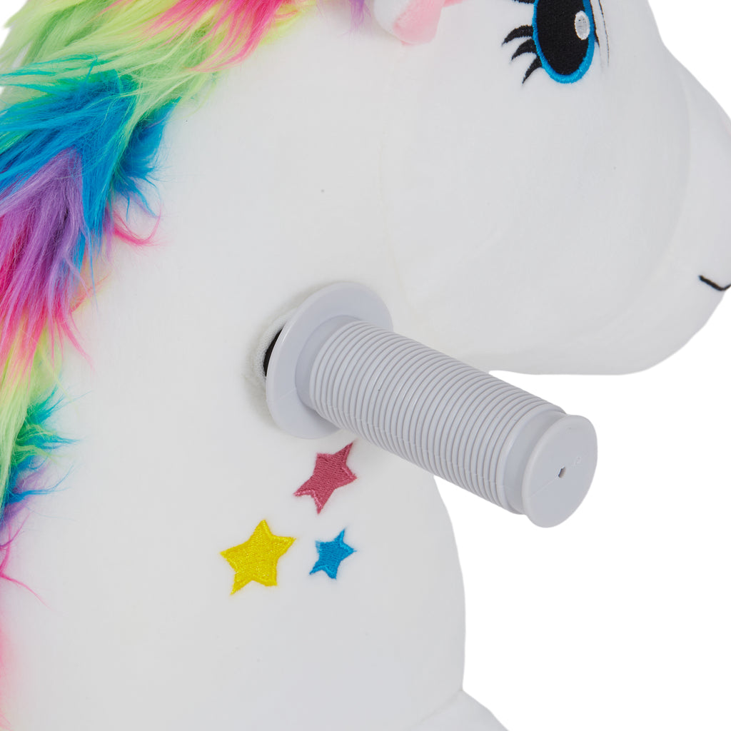 AIYAPLAY 6V Elektrisches Reiteinhorn für Kinder, Batteriebetrieb, Mit Musikfunktion und Vorwärtsbewegung, 18-36 Monate, Weiß
