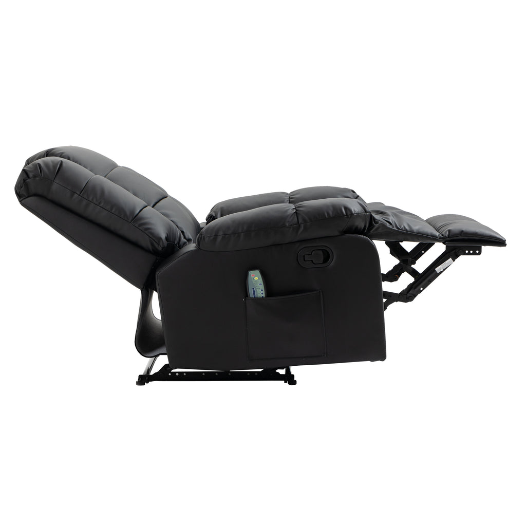 HOMCOM Massagesessel, Relaxsessel, 8 Vibrationspunkte, Liegefunktion, Kunstleder, schwarz, 94x99x99cm
