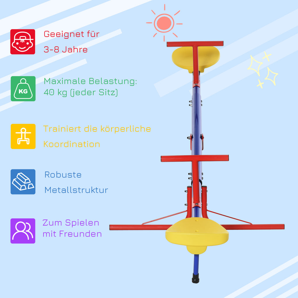Outsunny Kinderwippe, Outdoor Kinderwippe, 360° drehbare Wippe Karussellwippe Metall Mehrfarbig