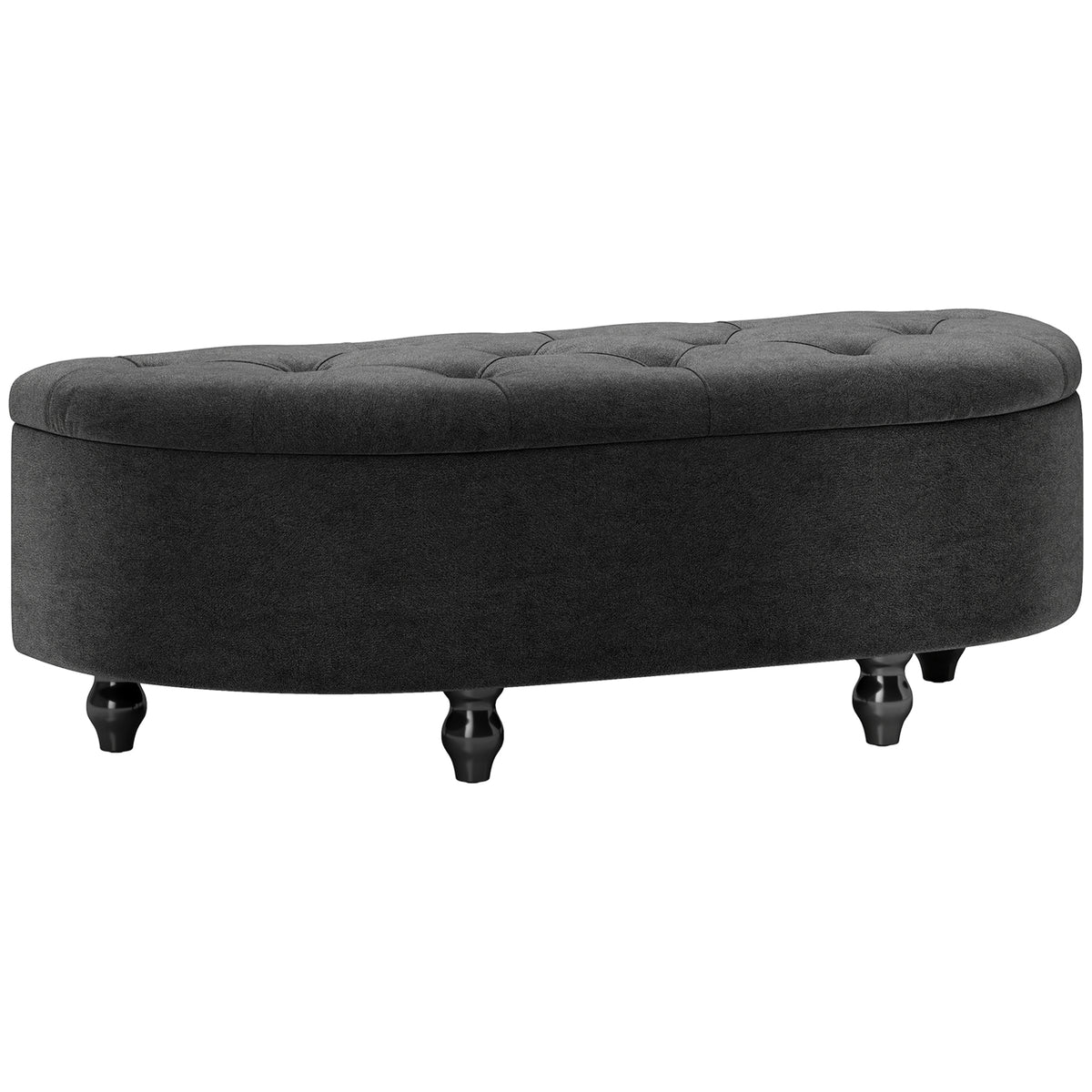 HOMCOM Hocker mit Stauraum, Sitztruhe, gepolstert, soft-close Deckel, Samtoptik, 120 x 46 x 42 cm, Dunkelgrau