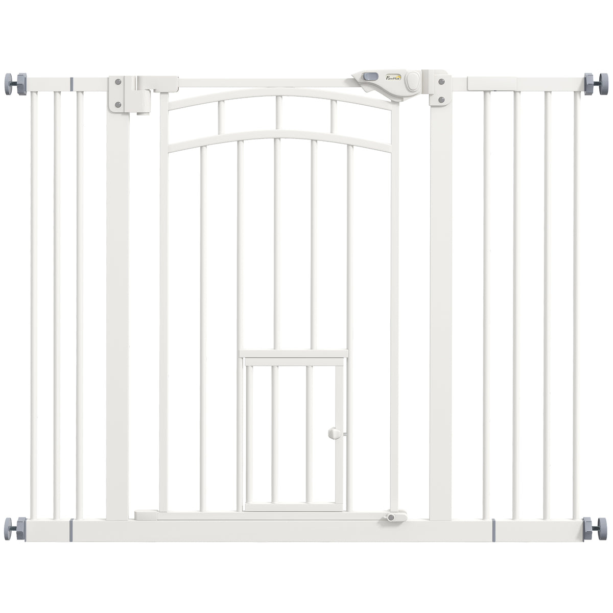 PawHut Treppenschutzgitter Hundeschutzgitter, automatisches Schließen, Einhandbedienung,100 cm x 4 cm x 76 cm, Weiß