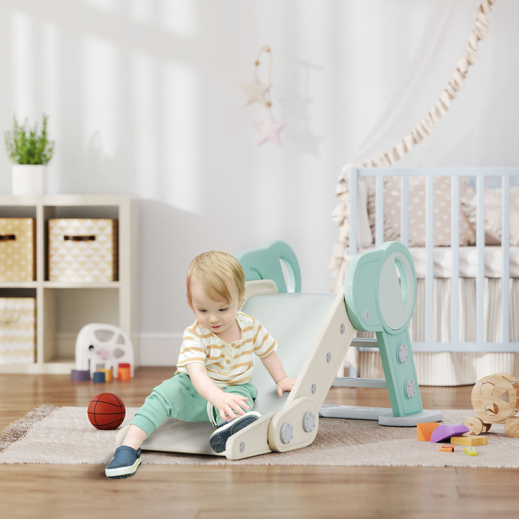 AIYAPLAY Rutsche für Kleinkinder, klappbar, Indoor, rutschfeste Stufen, erhöhter Sicherheitsrand, grün